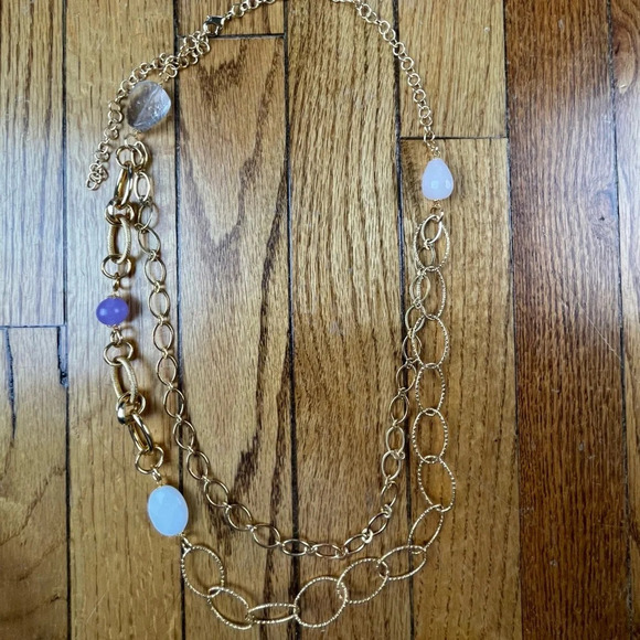 J Crew Gold and  jeweled necklace - Picture 1 of 6